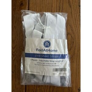 Feel At Home White bed sheet straps NIP.